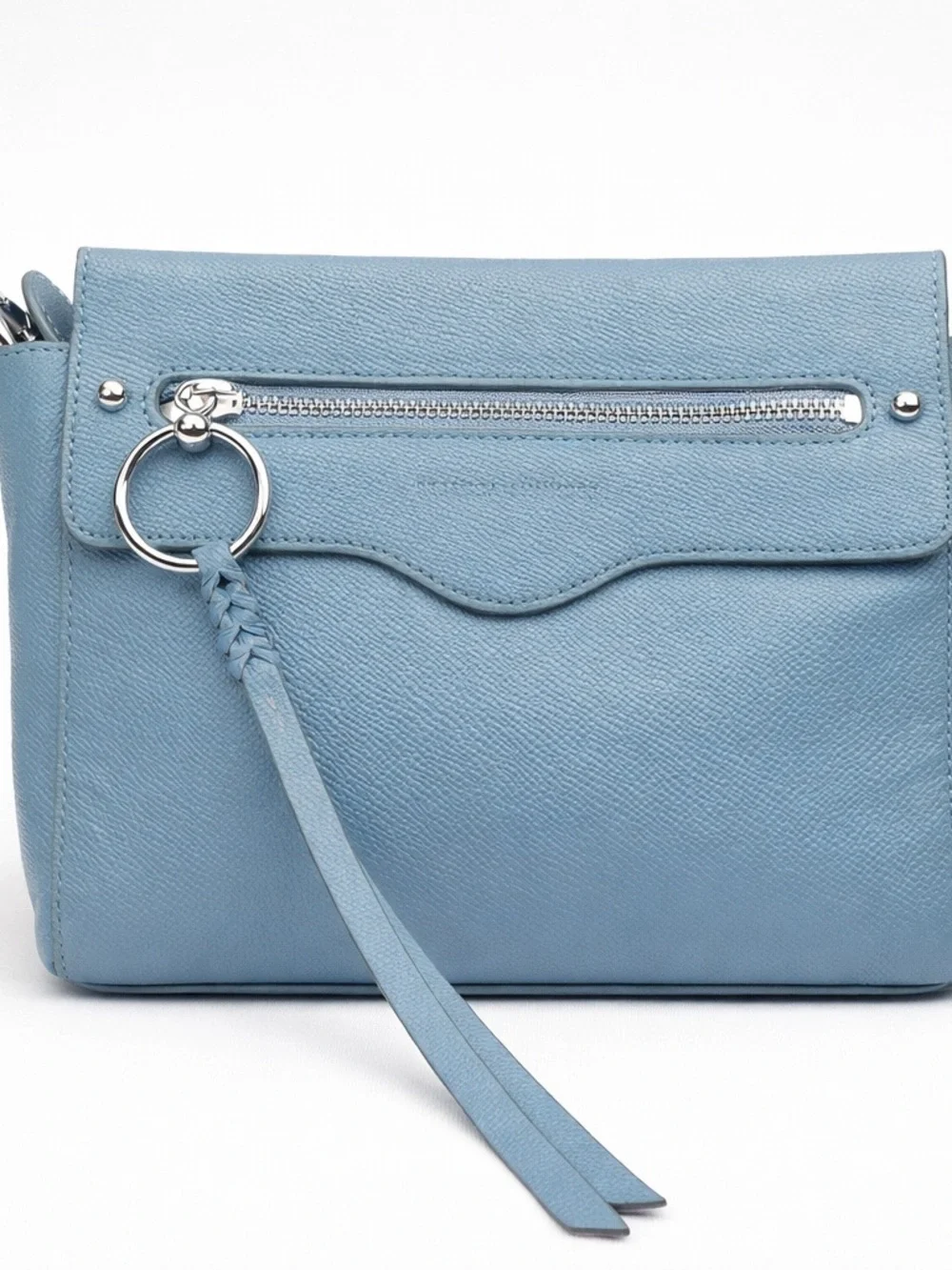 Rebecca Minkoff Blue Leather Crossbody Bag Silver Hardware Adjustable Strap - Picture 1 of 9